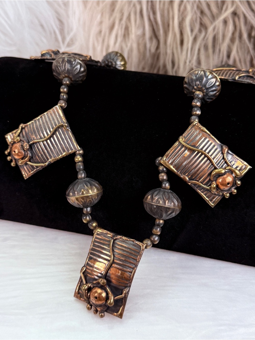 Vintage, bohemian chic, Copper tone long necklace